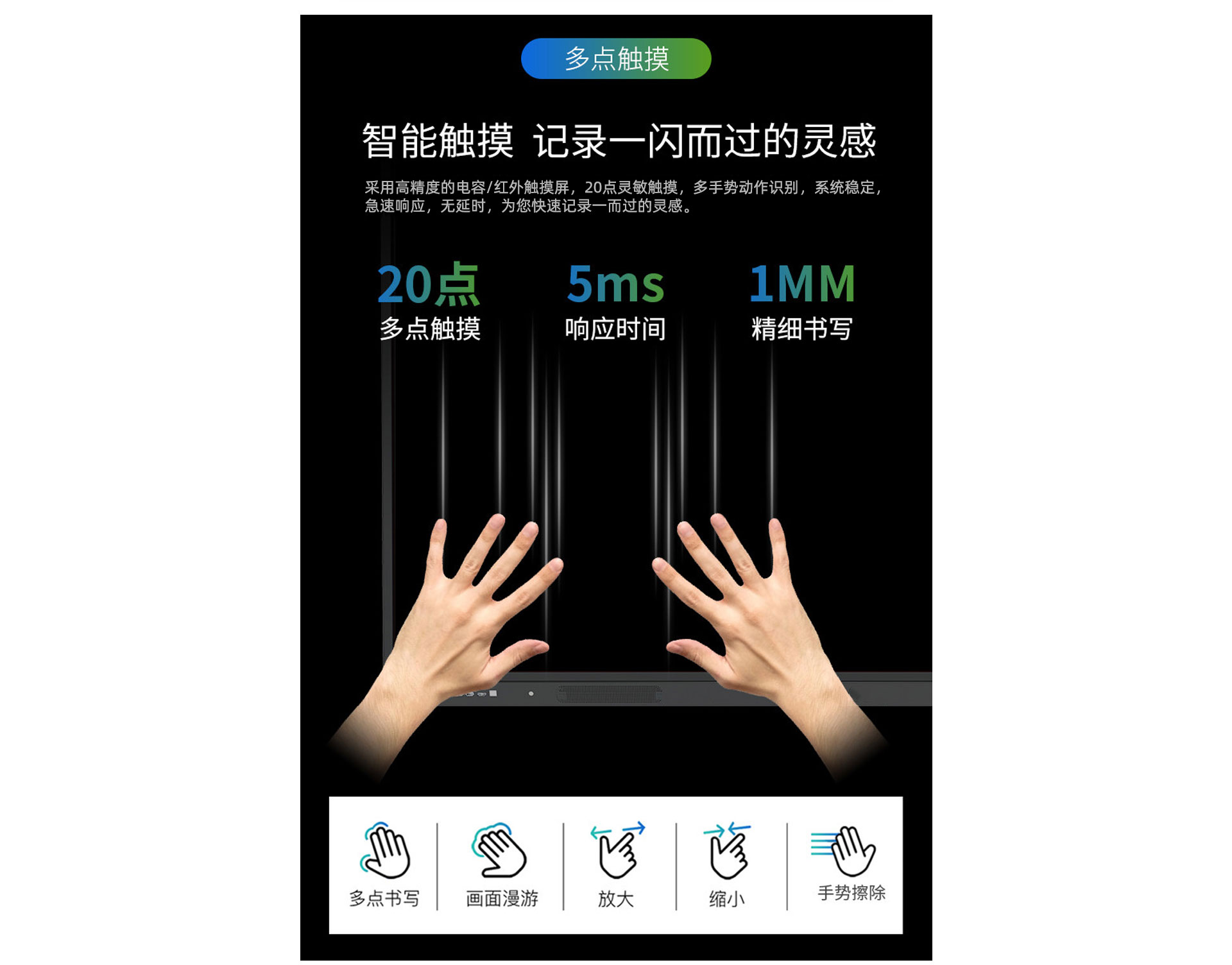 尊龙中国科技K12教学一体机20点触控，无延迟